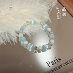 白蝶贝猫眼石海蓝宝夏季感小清新批发串珠水晶手链女水晶碎石手链