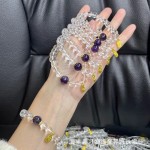 金昇源珠宝白水晶冰种白玻璃手链紫晶福字款女生生日爆款设计直播