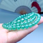 天然绿草莓晶佛珠三圈手链 DIY饰品水晶绿草莓晶直播供货工厂批发