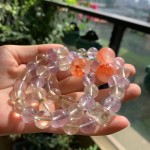 10-18mm天然香槟黄紫晶芬达锦鲤胶花手链
