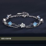 星辰大海银手链女ins小众设计轻奢蓝水晶闺蜜生日七夕礼物送女友