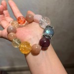 15-20mm天然强光灰月光白水晶橙月光黄水晶粉晶大多宝手链