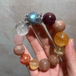 15-20mm天然强光灰月光白水晶橙月光黄水晶粉晶大多宝手链