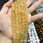天然黄水晶优化散珠半成品手饰diy配件手链串珠水晶散珠圆珠配件
