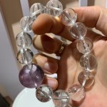 14-20mm超大颗天然白水晶玻利维亚紫水晶手链