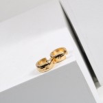 陨石坑 锤纹 耳环 钛钢电镀18k金耳坠