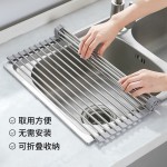 不锈钢折叠沥水架硅胶滤水架卷帘水槽碗筷果蔬收纳架子厨房置物架