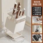跨境厨房刀具收纳架台面式斜插刀座多功能碳钢刀架沥水置物架批发