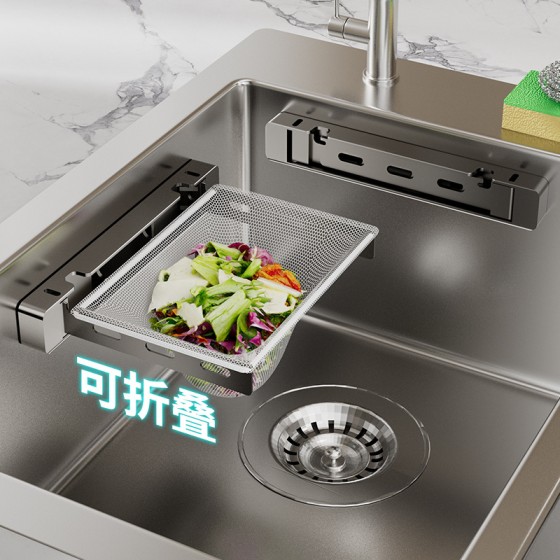 厨房水槽折叠过滤网架一次性剩饭剩菜洗碗池垃圾沥水篮置物架