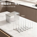 430不锈钢可伸缩碗碟收纳架 厨房锅盖架置物挂架折叠沥水收纳架
