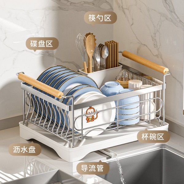 跨境不锈钢厨房沥水碗架多功能台面碗碟收纳架水槽整理碗盘置物架
