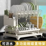 厨房置物架自卸水沥水碗架台面双层碗盘砧板架收纳架碗柜收纳架