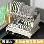 厨房置物架自卸水沥水碗架台面双层碗盘砧板架收纳架碗柜收纳架