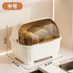 加厚带盖PP厨房碗筷收纳架 桌面防尘餐具沥水碗架水杯茶杯收纳架