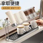 新品跨境中古不锈钢厨房洗手台台面沥水置物架杯架支持跨境贴标