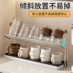 新品跨境中古不锈钢厨房洗手台台面沥水置物架杯架支持跨境贴标