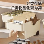 新款橱柜收纳盒带把手滑轮桌面大容量玩具收纳盒多功能厨房收纳盒
