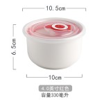 简约纯白保鲜碗大中小三件套可选微波炉保鲜盒陶瓷饭盒圆形便当带