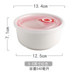 简约纯白保鲜碗大中小三件套可选微波炉保鲜盒陶瓷饭盒圆形便当带