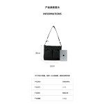 日系时尚斜挎包男大容量隔层单肩挎包黑色简约通勤背包外出休闲包