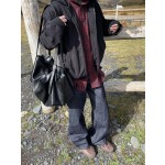 小众高级感大容量可调节双肩带软皮斜挎包男休闲便携通勤单肩包潮