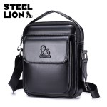 STEEL LION 头层牛皮男士单肩斜跨包休闲运动竖款手机包小包