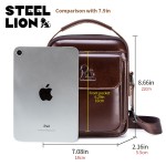 STEEL LION 头层牛皮男士单肩斜跨包休闲运动竖款手机包小包