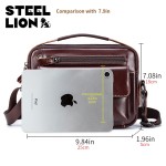 STEEL LION 头层牛皮男士单肩斜跨包休闲运动横款手机包真皮小包