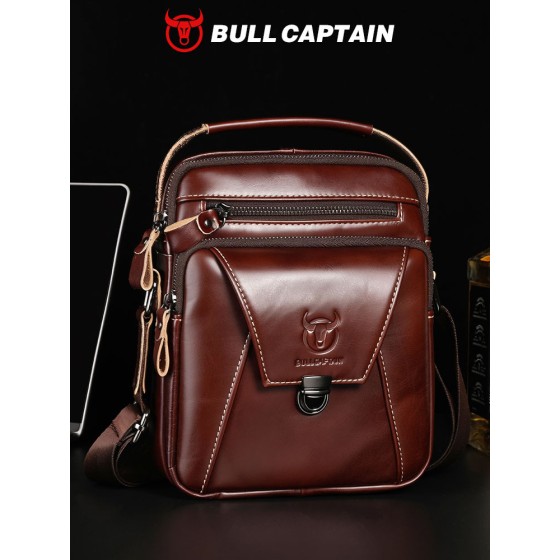 牛船长(BULLCAPTAIN) 头层牛皮单肩斜挎包男士复古牛皮包厂家批发