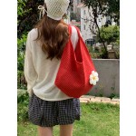 跨境新款大容量编织单肩包花朵夏季海边休闲度假沙滩包毛线针织包