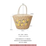 新款手工编织草包清新芒果绣花草编包托特包手提包大容量单肩包女