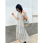 乔戈夏季新款草编水桶包多巴胺托特包休闲大容量通勤单肩子母包女