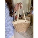法式复古草编包女度假沙滩风休闲洋气百搭菜篮子单肩包时尚编织包