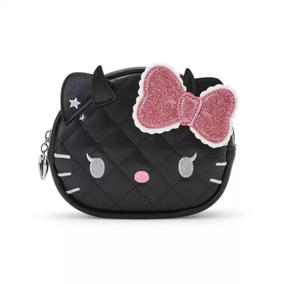 现货日系卡通黑白天使恶魔PU头型化妆包口红首饰零钱包