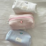 日式纯色洗漱包旅游便携口红收纳包女生化妆品拉链袋化妆包可立