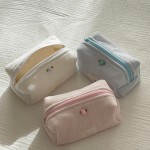日式纯色洗漱包旅游便携口红收纳包女生化妆品拉链袋化妆包可立