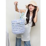 温柔粉手工草编包夏季海边出游度假沙滩包ins少女包大容量编织包