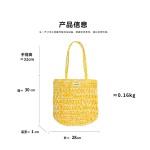 温柔粉手工草编包夏季海边出游度假沙滩包ins少女包大容量编织包