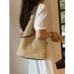 外贸跨境草编包女文艺森系上班包包2026新款夏小清新编织水桶包潮
