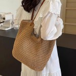 文艺森系手工编织大容量包包女外出春游轻便镂空草编包网纹托特包