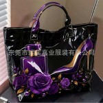 跨境亚马逊TemuPVC防水托特包数码印花包袋欧美女通勤购物手提包