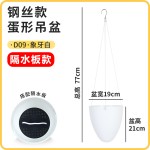 跨境欧林泽批发垂挂塑料懒人花盆蛋形吊盆挂绳北欧简约自吸水花盆