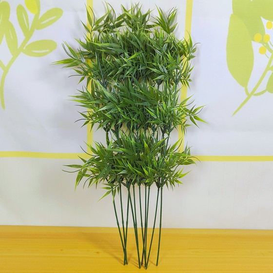 跨境仿真竹叶假花绿植单支竹枝家居户外装饰造景树叶道具厂家批发