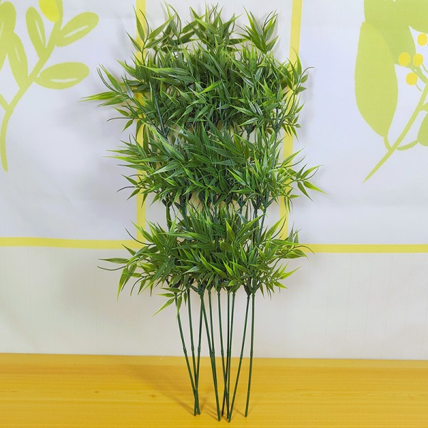 跨境仿真竹叶假花绿植单支竹枝家居户外装饰造景树叶道具厂家批发