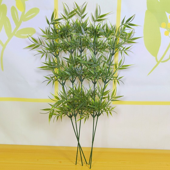跨境仿真竹叶假花绿植单支竹枝家居户外装饰造景树叶道具厂家批发