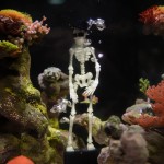 跨境批发3D打印会跳舞的骷髅头鱼缸造景装饰打氧神器海缸创意摆件