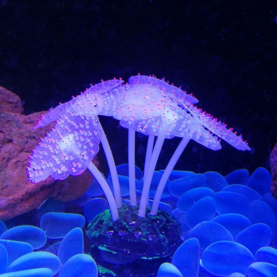 鱼缸仿真装饰品批发夜光硅胶海底世界荧光假珊瑚水族造景彩色海葵