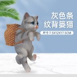 鱼缸造景猫咪背包缸边悬挂摆件水族箱办公桌创意可爱装饰全套布景
