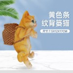 鱼缸造景猫咪背包缸边悬挂摆件水族箱办公桌创意可爱装饰全套布景