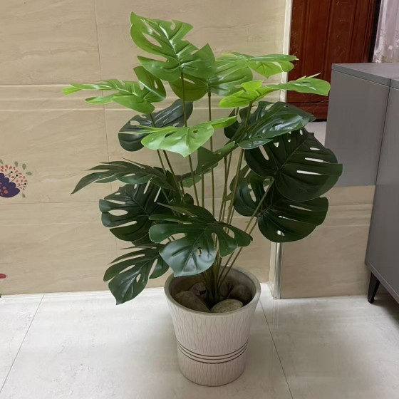 跨境仿真棕榈龟背竹绿植植物造景大型落地盆栽家居酒店装饰北欧